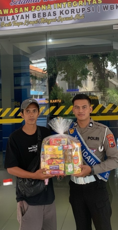 APRESIASI ZONA INTEGRITAS: Duta Pelayanan SIM Satlantas Polres Sragen Beri Parcel Makanan untuk Pemohon yang Lulus Ujian
